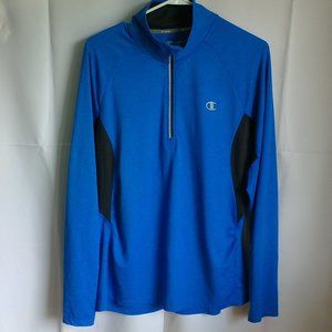 Champion blue Medium size quarter zip long sleeve pullover